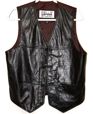 Pelle Studio Vest Genuine Soft Italian Leather Men's M / Women's L Brown Wilsons