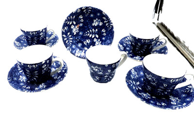 Royal Tudor Velvet by Grindley England, Set of 5 Cups & Saucers