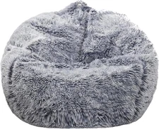 Gray, for Adults Teens Kids Girls, Faux Fur Comfy Bean Bag Cover for Organi