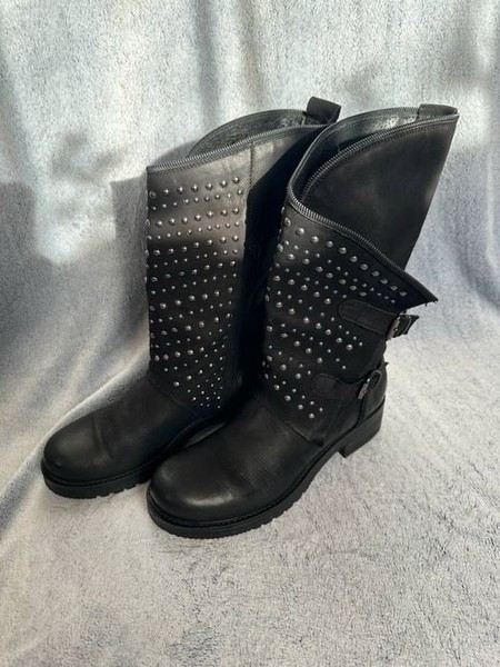 Women Black Boots Leather 39