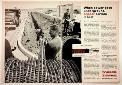 1960s Copper Development Ad URD Underground Power Cable Ephemera