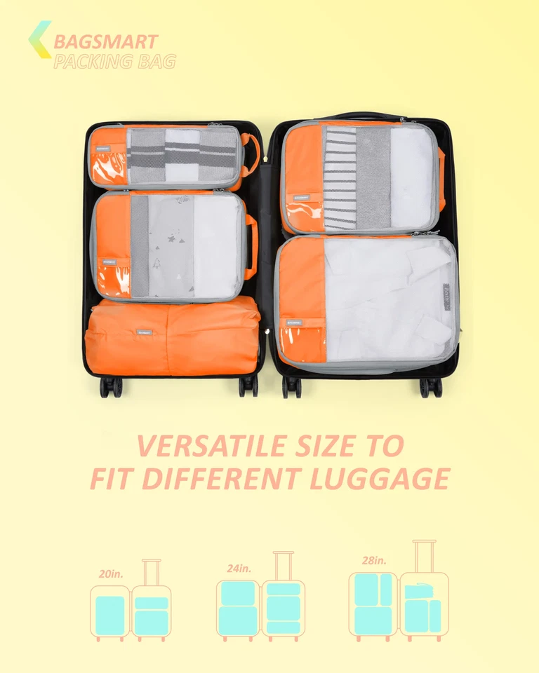 H 6er Set Kompressionswürfel Reise Organizer | Leicht, Robust, Gepäck Taschen - Bild 3 von 4
