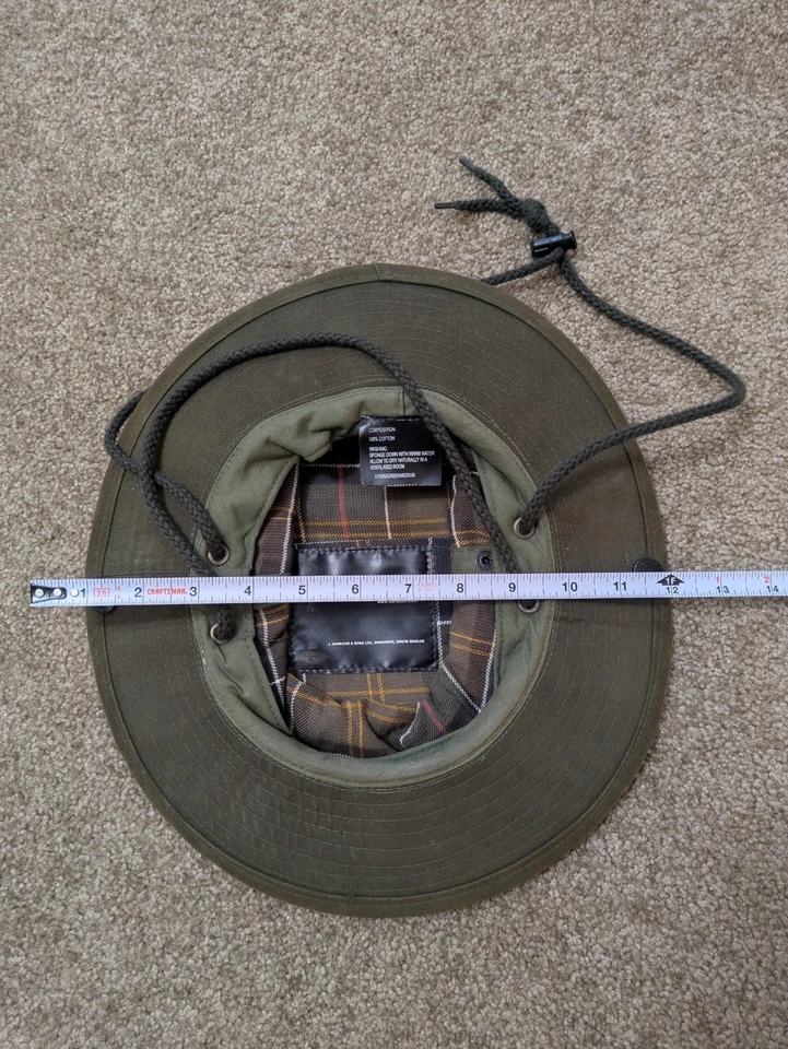 Barbour Hat Mens Medium Green H7505 Waxed Canvas 12" Brim - Image 4 of 4