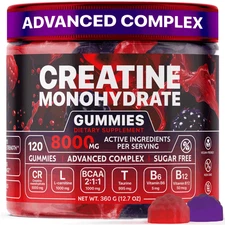 Creatine Monohydrate Gummies 8000 mg Raspberry BlackBerry Flavored Complex