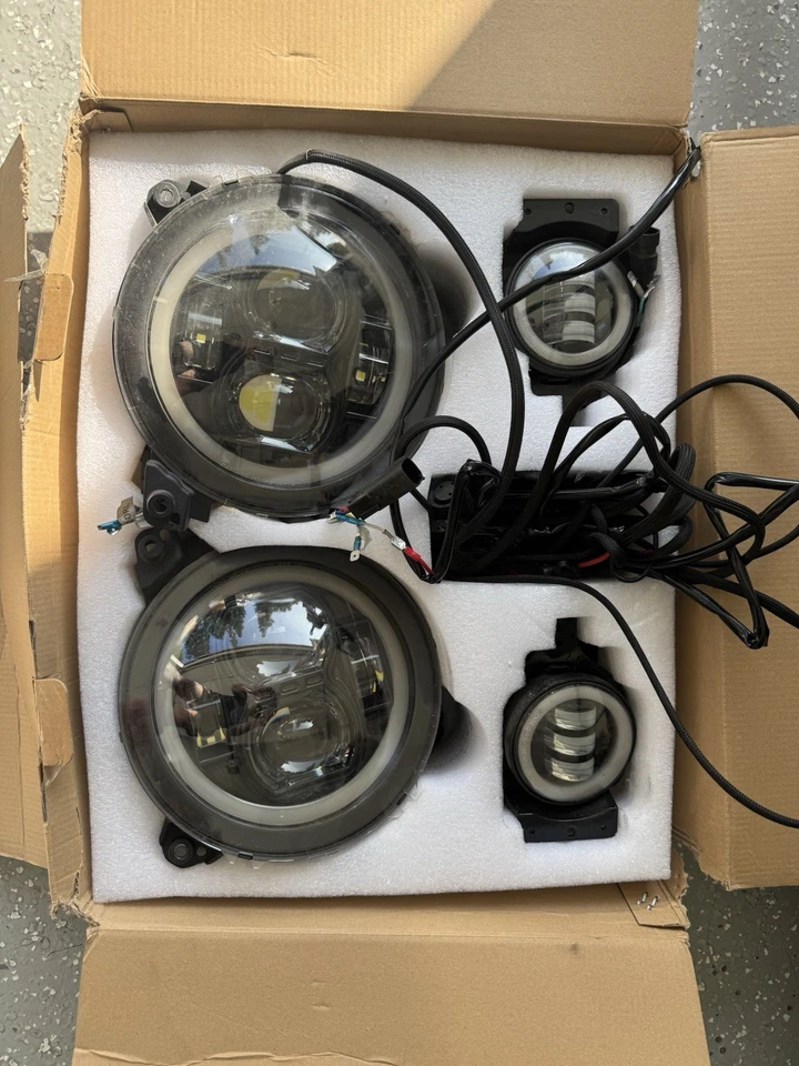 Faros LED halo RGB de 9 pulgadas para Jeep Wrangler JL JLU Gladiator 2018 2019-2023 Foto 2 de 3