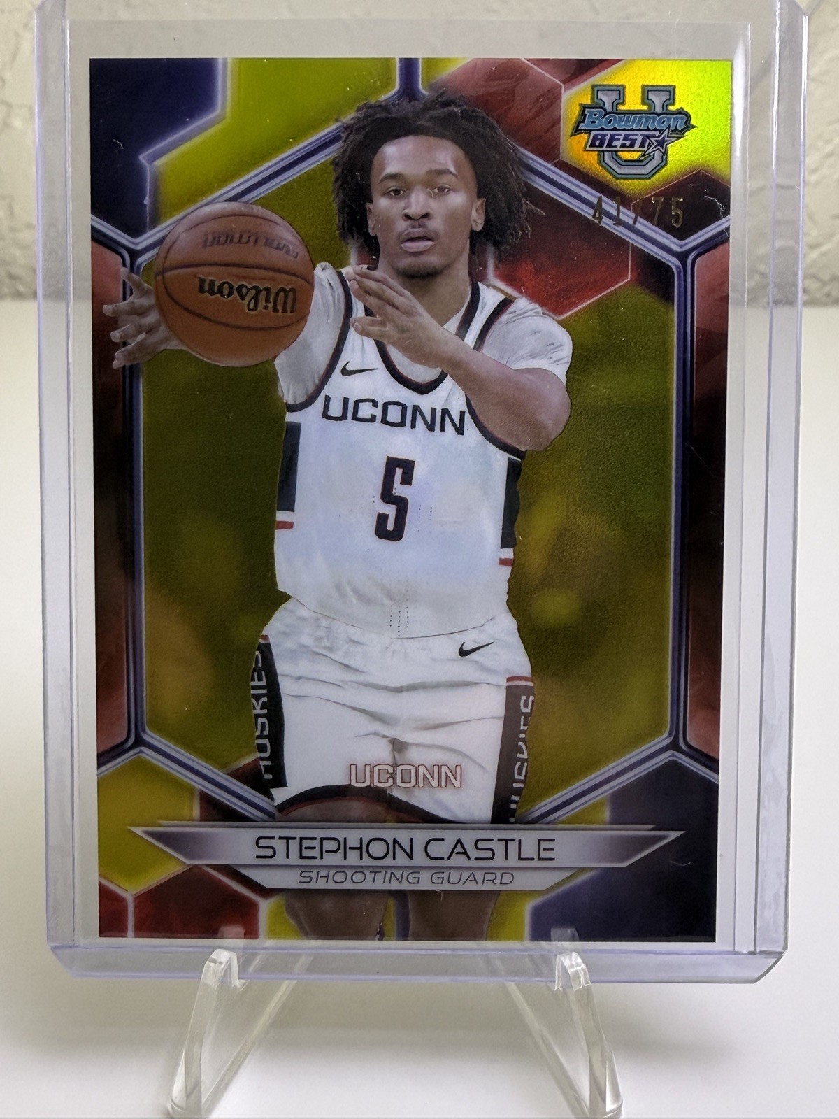 2023-24 Bowman U Best Stephon Castle /75 Yellow Refractor #88 UCONN