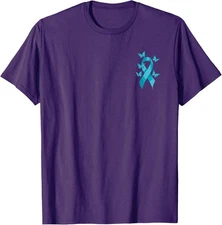 Pocket Teal Ribbon Butterfly Sexual Assault Awareness Unisex T-Shirt