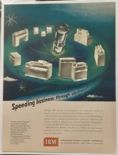 1950 International Business Machines IBM Color Print Ad w/Schlitz Beer Print Ad