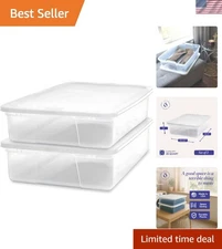 Durable Snaplock Storage Bins, 28 Quart Clear Containers, Set of 2 - Space-Saver