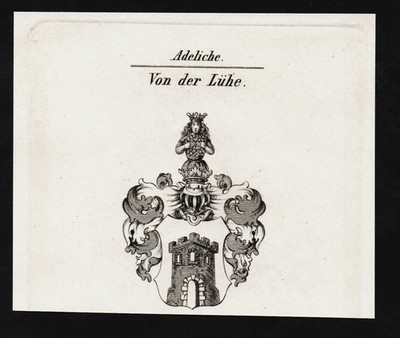 1830 Von der Lühe Wappen coat of arms Adel Kupferstich engraving Heraldik