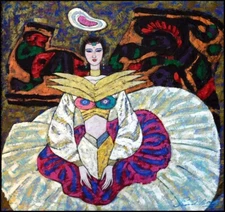 Lin Chong Original Acrylic Painting The Empress 14 x 14 Hand Signed Make Offer