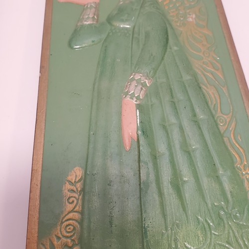 Appendi da parete in ceramica angelo vintage fatti a mano verde, oro, argento 1978 - Foto 5 di 9