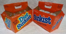 DIET SUNKIST 1981 + 1979 ORANGE SODA 16oz. GLASS BOTTLE 8 PACK CARTON CARRIERS