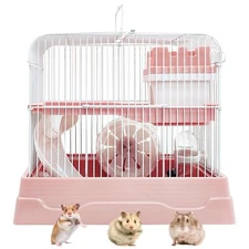 2-Tier Dwarf Hamster Cage Travel Portable Mouse Cage Gerbil Cages and Habitat...