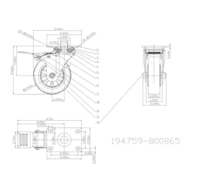 4PK Everbilt 4 Inch Red TPU Swivel Plate Caster Wheel with Locking