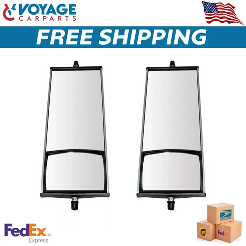 Mirror w/ Convex Glass Aluminum West Coast 16" x 6.5" Pair For 1960-2019 Chevy