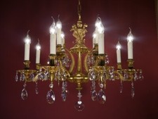 RARE SPANISH CHANDELIER with Maritime Figures – 12 Lights – Solid Brass – c.1960