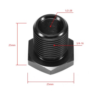 1pc 1/2-28 to 3/4-16 Threaded Oil Filter Adapter Anodized Stainless Steel Black