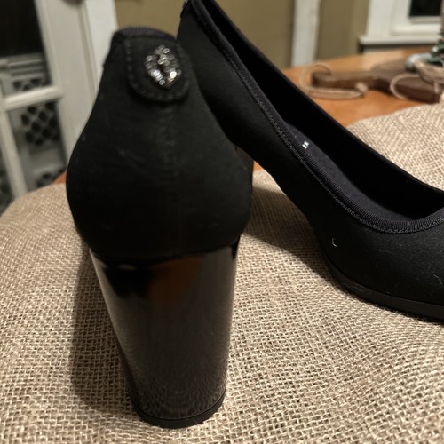 Scarpe decolte Anne Klein tacco donna 11 M Carole Iflex casual slip on tessuto nero - Foto 2 di 4