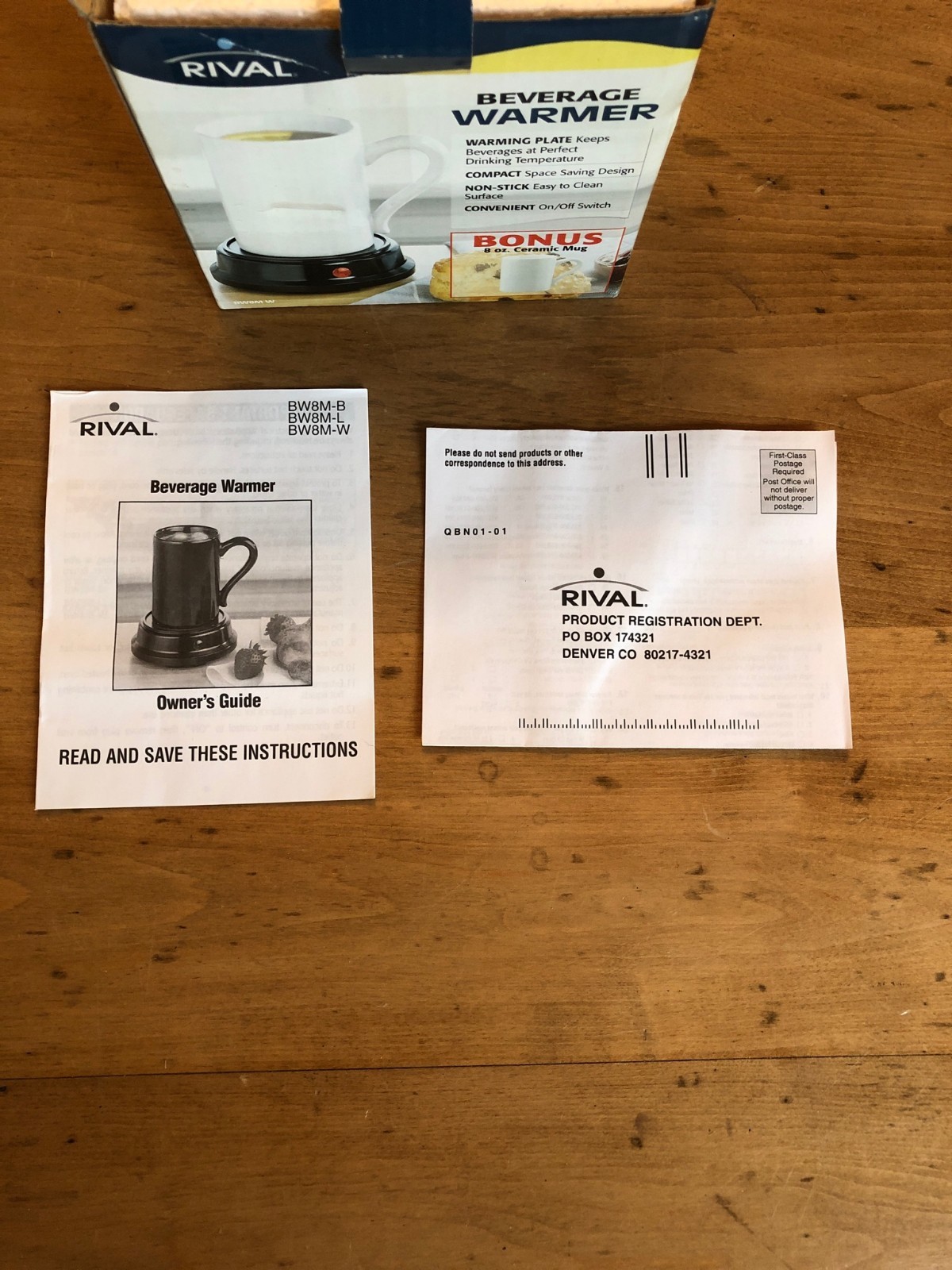 RIVAL Electric Beverage Warmer 2Piece White Mug & Heater Model BW8MW NEW IN BOX eBay