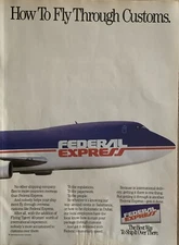1989 Federal Express PRINT AD International Package Delivery Airplane VTG 1980s