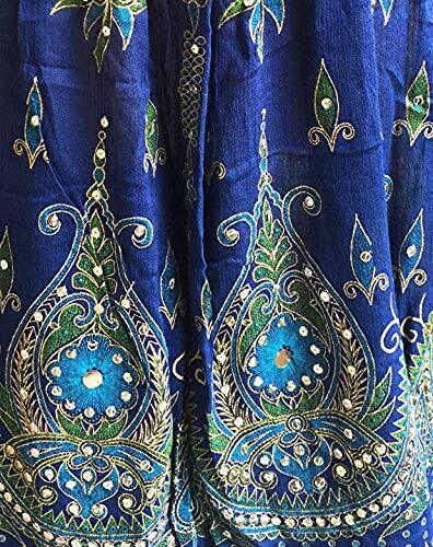 Indischer Damen Multi-Krawatten-Farbstoff Yoga Crinkle Besen langer Zigeunerrock Pailletten - Bild 7 von 58