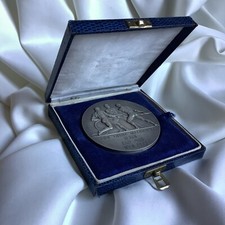 Silver Nude Male Muscle Angel City Industry Antique Signed Vienna Bronze Medal