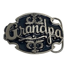 Vintage 1988 Siskiyou Belt Buckle Tribute to GRANDPA A-80 Silver Black Enamel