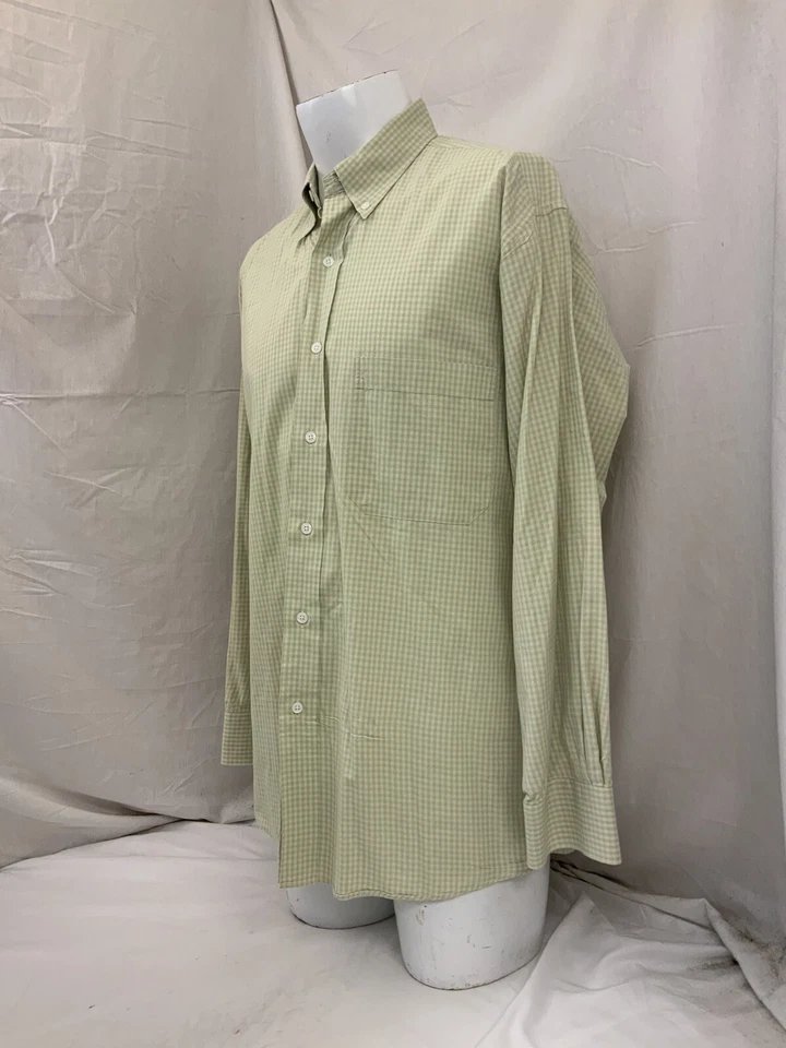 Camisa Tom James Verde Cuadros Abotonada 100% Algodón Hecha Brasil YGI W1-176 Foto 4 de 4