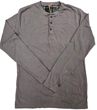 Tailor Vinatge Henley Long sleeve Short 100% cotton Graphite
