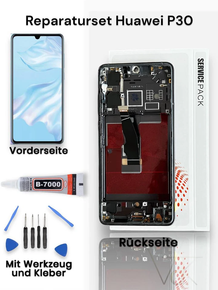 SERVICE PACK Für Original Huawei P30 Display Touch Screen Bildschirm TFT LCD Rahmen