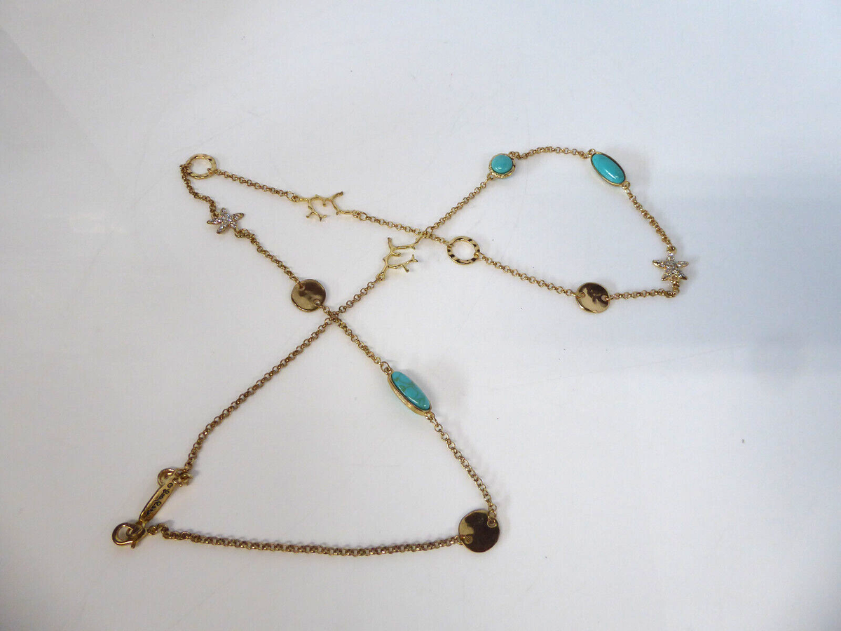 Lilly Pulitzer Summer Sea Necklace Nautical Starfish Blue Stones Corral  Charms