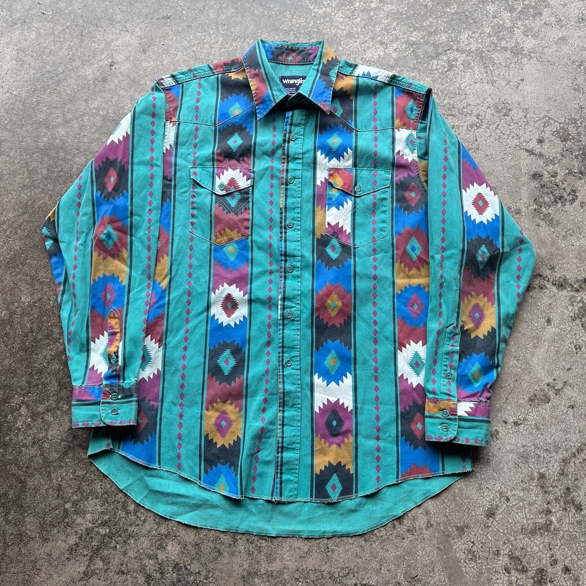 Vintage 90s Wrangler Multicolor Western Rodeo Shirt Mens Size XL