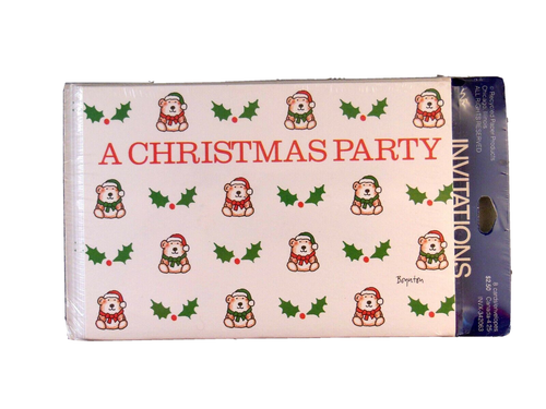 Vtg Sandra Boynton Christmas Party Invitations Santa Teddy Bear 2 Pkgs 16 Cards - Picture 3 of 4