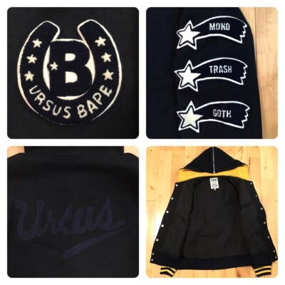 URSUS BAPE Melton Varsity Jacket a bathing ape NIGO Navy Size M | eBay