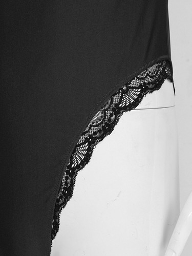 Men's Satin Lingerie Bodysuit Sissy Lace Underwear Gay Crossdresser Nightwear - Picture 10 of 34