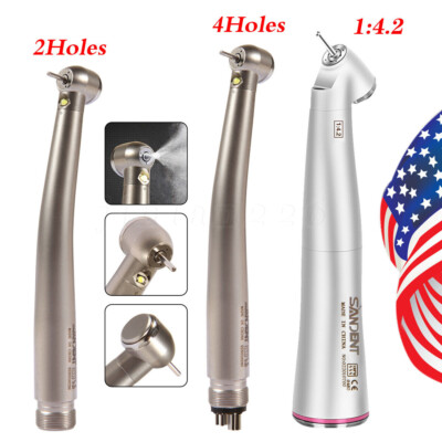 Dental E-generator LED Handpiece / 1:4.2 Increasing Fiber Optic Contra Angle OR