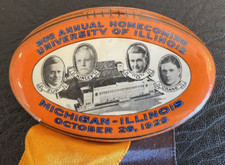 1929 University of Illinois Fighting Illini Football Homecoming Pin with Ribbons
