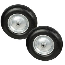 2 x HRB PU Schubkarrenrad, Rad für Schubkarre 400 mm 4.00-8 Vollgummi Reifen