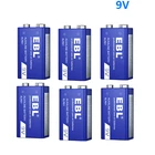 EBL 9V 600mAh Industrial Alkaline Battery 6 COUNT In Package New High Energy