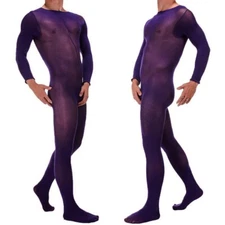Men 200D Velvet Lingerie Stretchy Full BodyStocking Unitard Bodysuit Anti-Hook