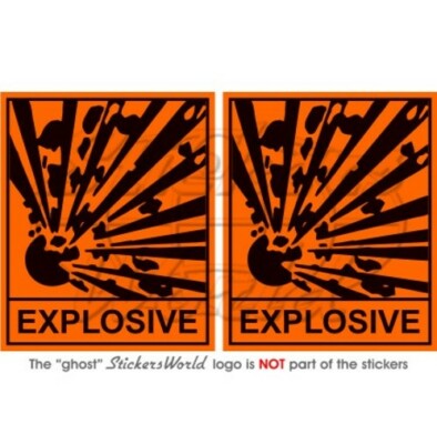 EXPLOSIVE Safety Warning Sign, Explosion Danger 75mm Vinyl Aufkleber x2