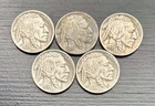 Lot Of 5 1936 S Buffalo Nickel San Francisco Mint Full Date Horn And Tail Visibl