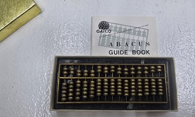 Vintage 1970s GATCO Brass Abacus on Marble Base with Guidebook & Box