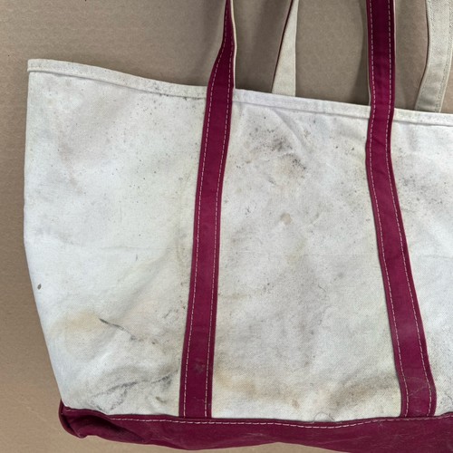 Vintage L.L. Fève bateau et fourre-tout XL sac marron bordeaux toile épaisse - Photo 6/13