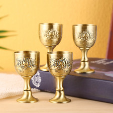 Antique Bronze Metal Chalice for Home and Party Wine Serving