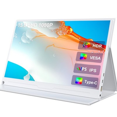 15,6 Zoll Tragbarer Monitore 1080P FHD Portable Monitor Weiß Bildschirm mit VESA