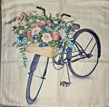 Spring Flowers Bicycle Throw Pillow Cover 18  Sq