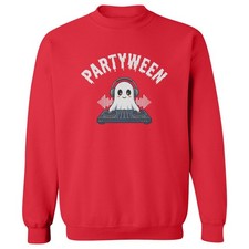 Partyween Ghost DJ Halloween Music Graphic Unisex Crewneck Sweatshirt