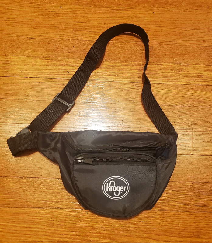Kroger Black Waist Fanny Pack Zip Closure Adjustable 44in Strap  Logo 3 Pocket
